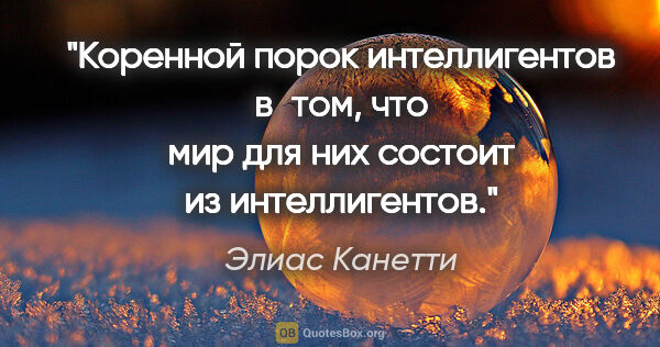 Элиас Канетти цитата: "Коренной порок интеллигентов в том, что мир для них состоит из..."