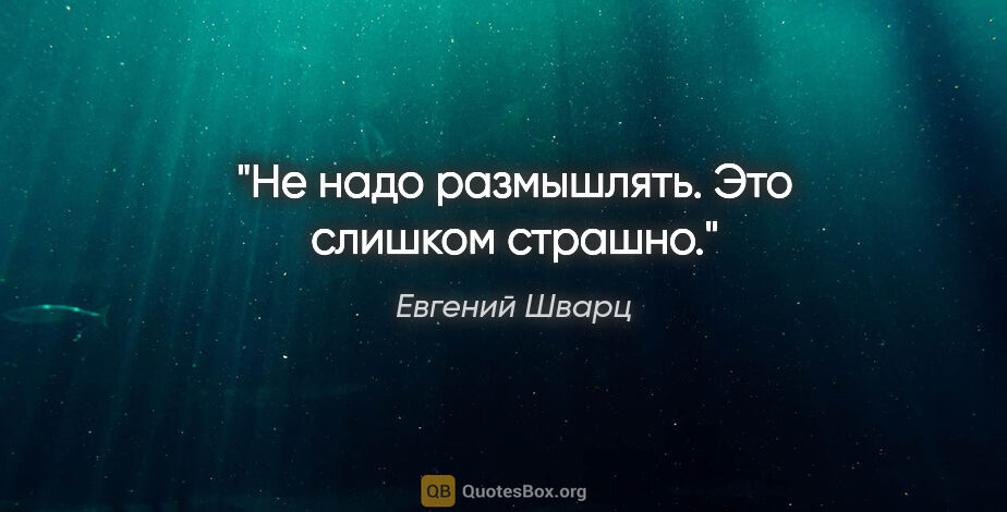 Евгений Шварц цитата: "Не надо размышлять. Это слишком страшно."