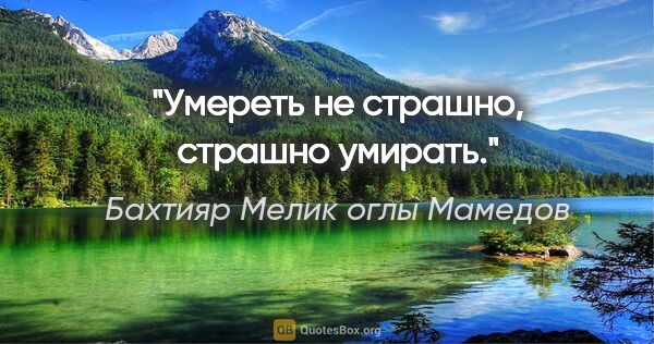 Бахтияр Мелик оглы Мамедов цитата: "Умереть не страшно, страшно умирать."