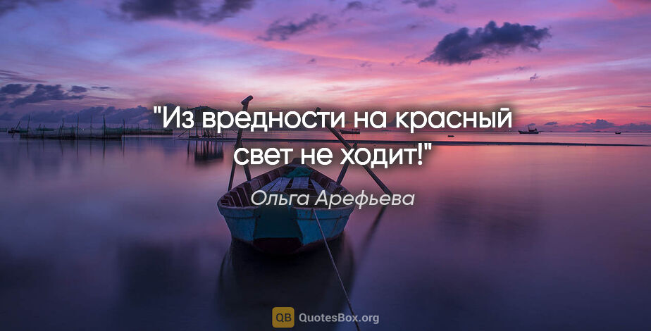Ольга Арефьева цитата: "Из вредности на красный свет не ходит!"