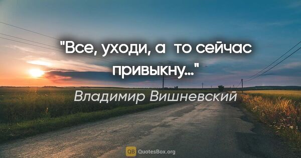 Владимир Вишневский цитата: "Все, уходи, а то сейчас привыкну…"