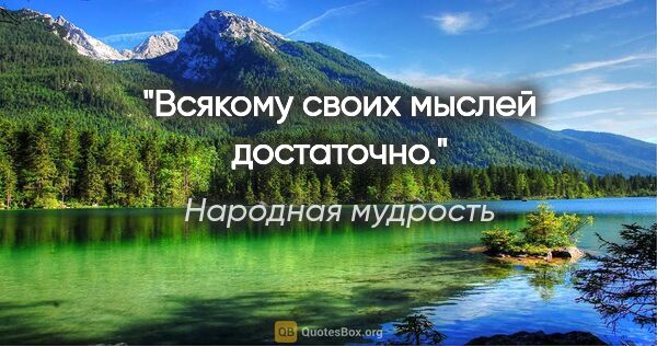 Народная мудрость цитата: "Всякому своих мыслей достаточно."