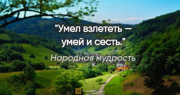 Народная мудрость цитата: "Умел взлететь — умей и сесть."