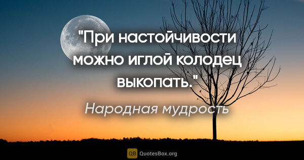 Народная мудрость цитата: "При настойчивости можно иглой колодец выкопать."