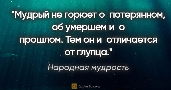 Народная мудрость цитата: "Мудрый не горюет о потерянном, об умершем и о прошлом. Тем он..."