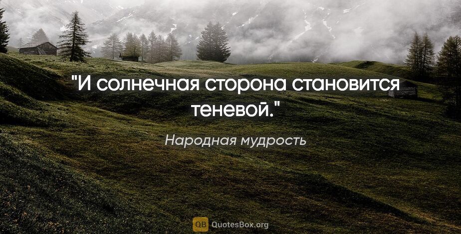 Народная мудрость цитата: "И солнечная сторона становится теневой."