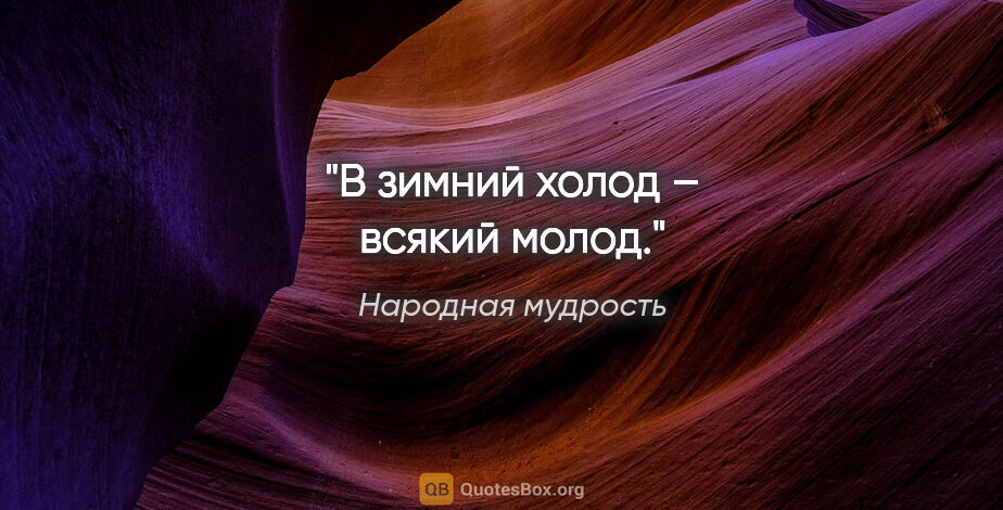 Народная мудрость цитата: "В зимний холод – всякий молод."