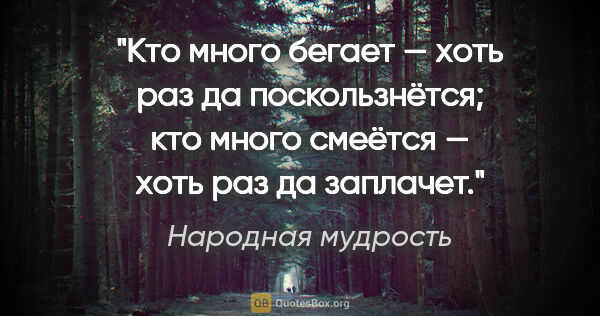 Народная мудрость цитата: "Кто много бегает — хоть раз да поскользнётся; кто много..."