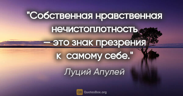 Луций Апулей цитата: "Собственная нравственная нечистоплотность — это знак презрения..."