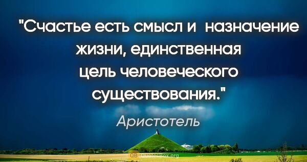 Аристотель цитата: "Счастье есть смысл и назначение жизни, единственная цель..."