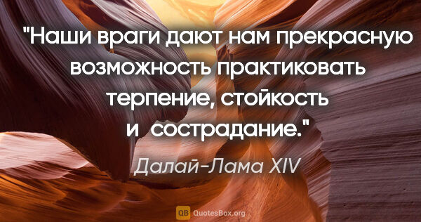 Далай-Лама XIV цитата: "Наши враги дают нам прекрасную возможность практиковать..."