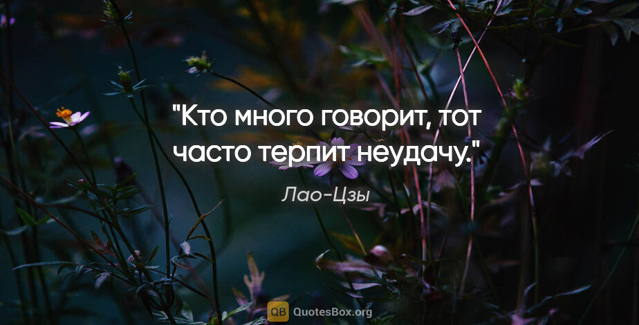 Лао-Цзы цитата: "Кто много говорит, тот часто терпит неудачу."