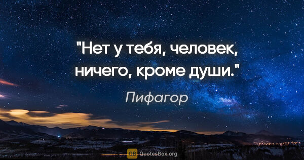 Пифагор цитата: "Нет у тебя, человек, ничего, кроме души."