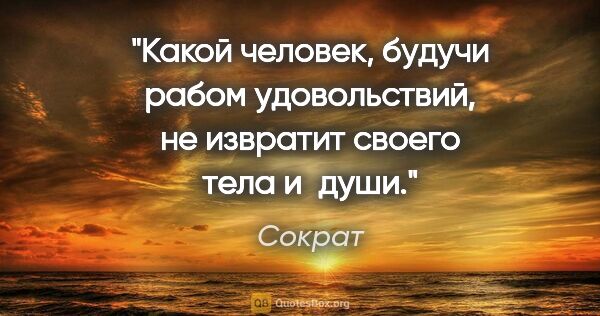 Сократ цитата: "Какой человек, будучи рабом удовольствий, не извратит своего..."