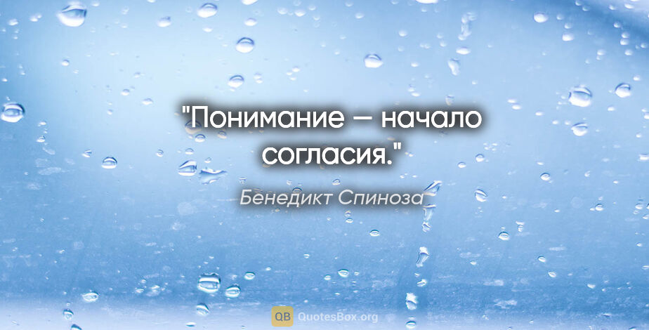 Бенедикт Спиноза цитата: "Понимание — начало согласия."