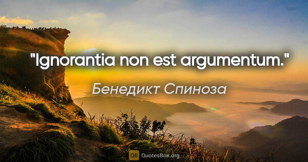 Бенедикт Спиноза цитата: "Ignorantia nоn est argumentum."