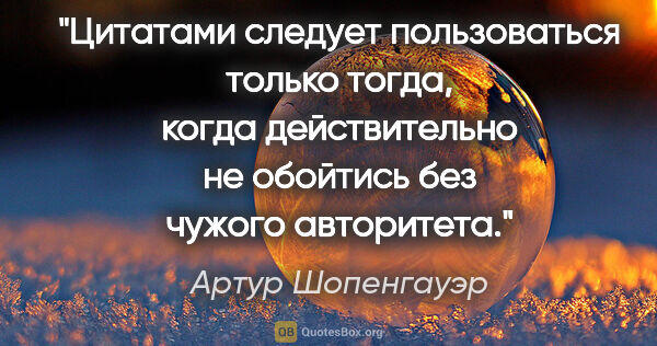 Артур Шопенгауэр цитата: "Цитатами следует пользоваться только тогда, когда..."