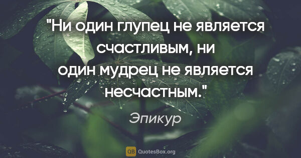 Эпикур цитата: "Ни один глупец не является счастливым, ни один мудрец не..."
