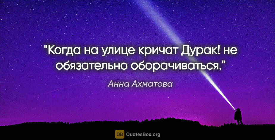 Анна Ахматова цитата: "Когда на улице кричат «Дурак!» не обязательно оборачиваться."