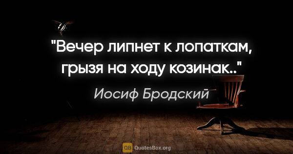 Иосиф Бродский цитата: "Вечер липнет к лопаткам, грызя на ходу козинак.."