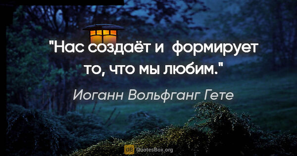 Иоганн Вольфганг Гете цитата: "Нас создаёт и формирует то, что мы любим."