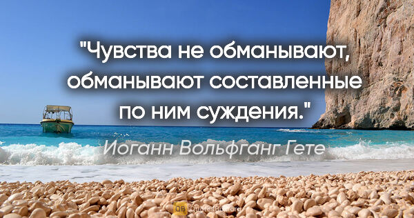 Иоганн Вольфганг Гете цитата: "Чувства не обманывают, обманывают составленные по ним суждения."