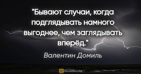 Валентин Домиль цитата: "Бывают случаи, когда подглядывать намного выгоднее, чем..."