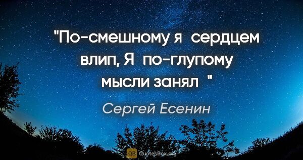 Сергей Есенин цитата: "По-смешному я сердцем влип,

Я по-глупому мысли занял"