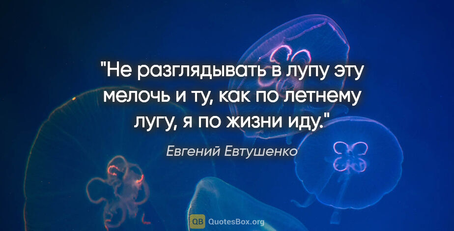 Евгений Евтушенко цитата: "Не разглядывать в лупу

эту мелочь и ту,

как по летнему..."