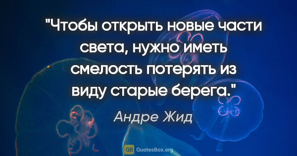 Андре Жид цитата: "Чтобы открыть новые части света, нужно иметь смелость потерять..."