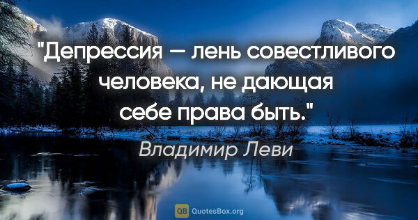 Владимир Леви цитата: "Депрессия — лень совестливого человека, не дающая себе права..."