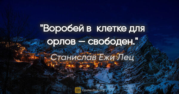 Станислав Ежи Лец цитата: "Воробей в клетке для орлов — свободен."