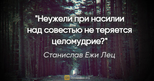 Станислав Ежи Лец цитата: "Неужели при насилии над совестью не теряется целомудрие?"