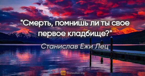 Станислав Ежи Лец цитата: "Смерть, помнишь ли ты свое первое кладбище?"