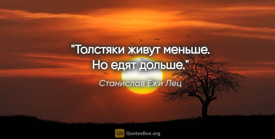 Станислав Ежи Лец цитата: "Толстяки живут меньше. Но едят дольше."