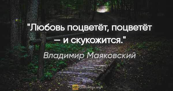 Владимир Маяковский цитата: "Любовь поцветёт,

поцветёт —

и скукожится."