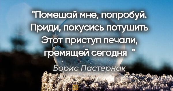 Борис Пастернак цитата: "Помешай мне, попробуй. Приди, покусись потушить

Этот приступ..."