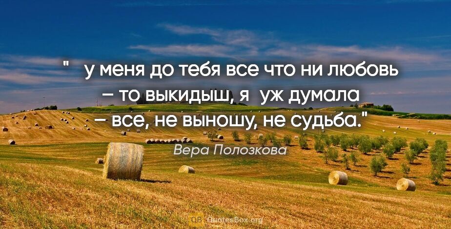 Вера Полозкова цитата: " у меня до тебя все что ни любовь – то выкидыш, я уж думала –..."