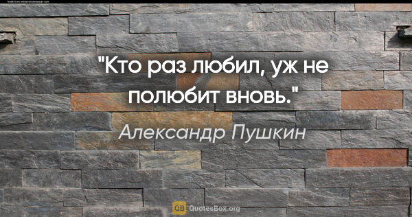 Александр Пушкин цитата: "Кто раз любил, уж не полюбит вновь."
