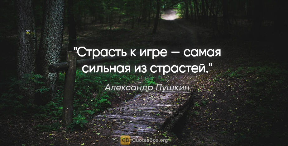 Александр Пушкин цитата: "Страсть к игре — самая сильная из страстей."