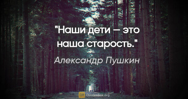 Александр Пушкин цитата: "Наши дети — это наша старость."