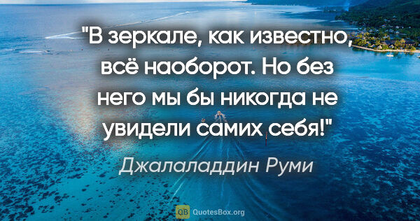 Джалаладдин Руми цитата: "В зеркале, как известно, всё наоборот. Но без него мы бы..."