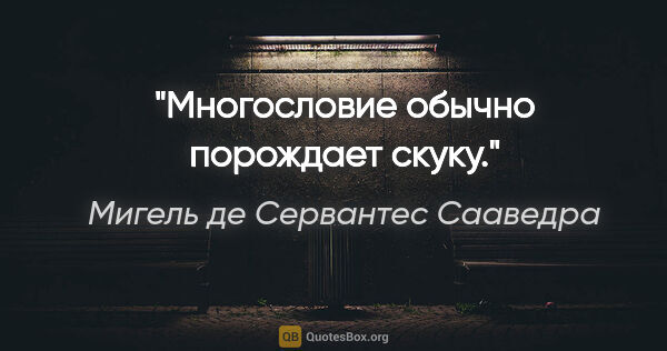 Мигель де Сервантес Сааведра цитата: "Многословие обычно порождает скуку."