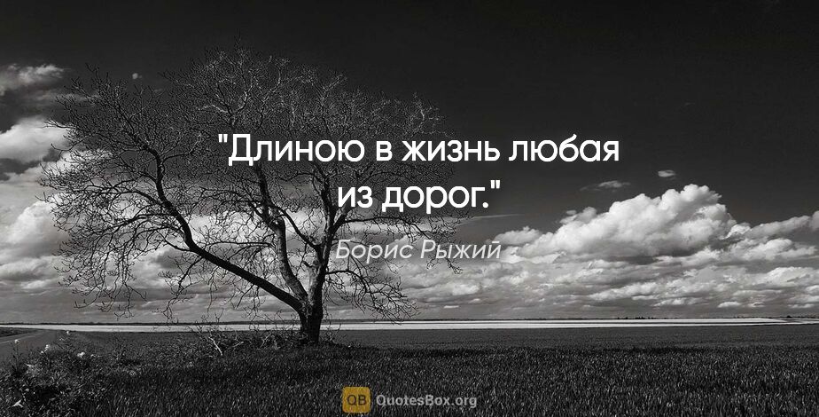 Борис Рыжий цитата: "Длиною в жизнь любая из дорог."