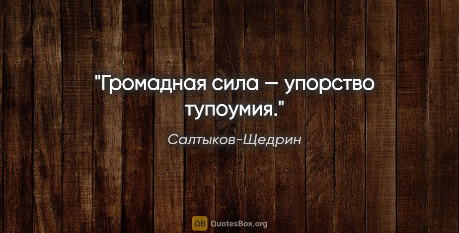 Салтыков-Щедрин цитата: "Громадная сила — упорство тупоумия."