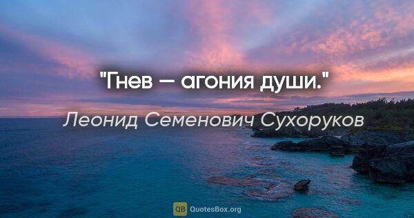 Леонид Семенович Сухоруков цитата: "Гнев — агония души."