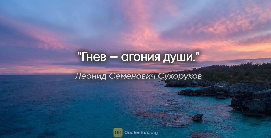 Леонид Семенович Сухоруков цитата: "Гнев — агония души."
