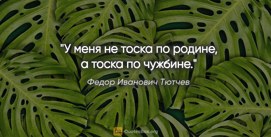 Федор Иванович Тютчев цитата: "У меня не тоска по родине, а тоска по чужбине."