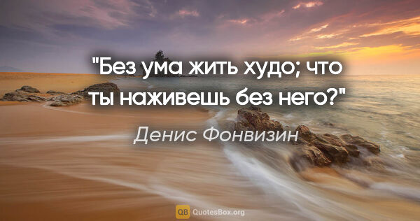 Денис Фонвизин цитата: "Без ума жить худо; что ты наживешь без него?"