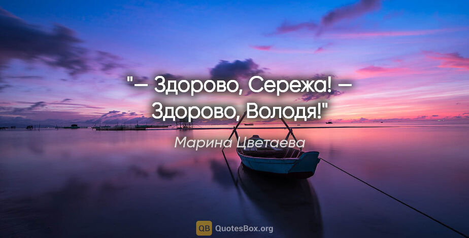 Марина Цветаева цитата: "— Здорово, Сережа!

— Здорово, Володя!"